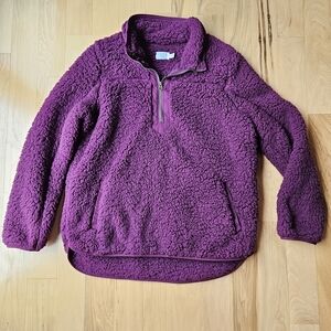 Time and Tru Purple Sherpa Cowl Neck 1/4 Zip Large